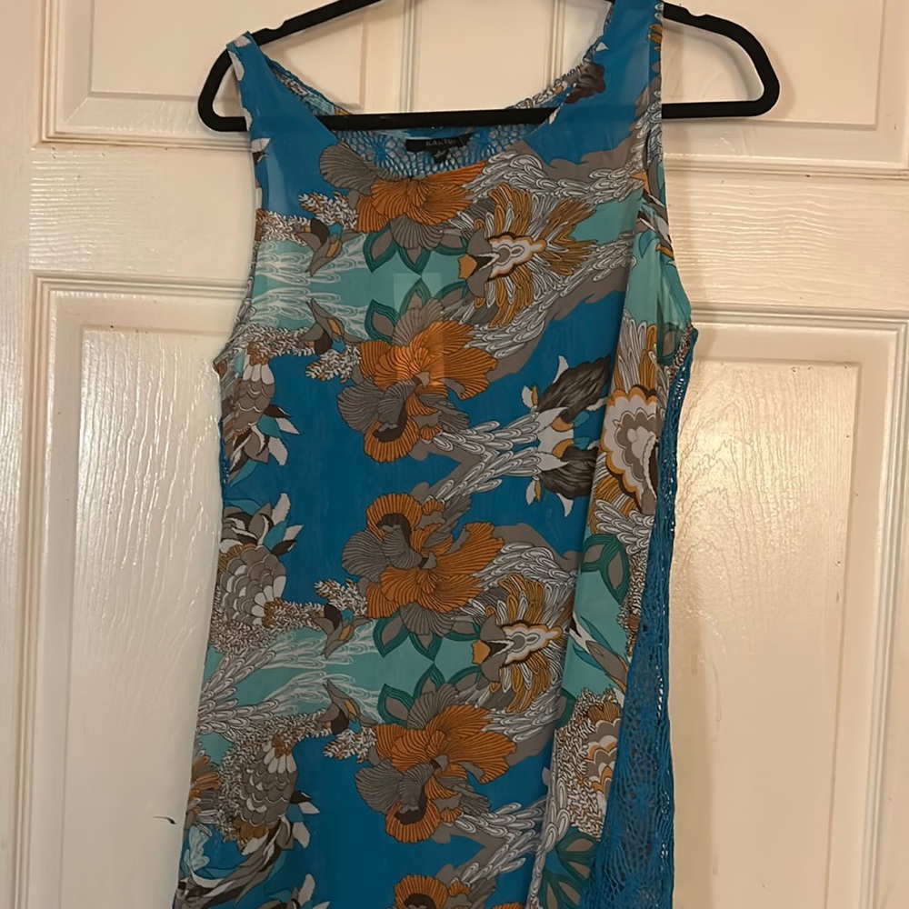 NWT blue cover up with crochet back